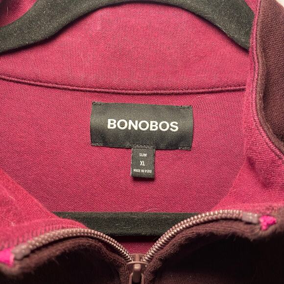 Bonobos Men's size XL Slim Eggplant Purple Quarter Zip Pullover Sweater - Picture 2 of 8